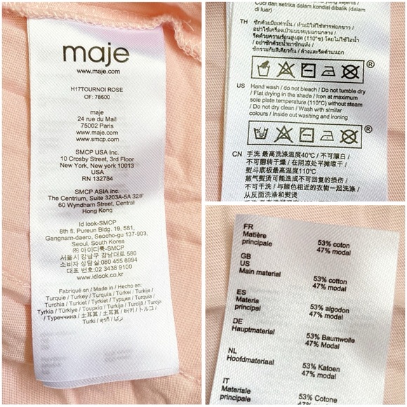 MAJE rose light pink Tournoi ruffle frill stripe detail T-shirt top - Picture 8 of 9